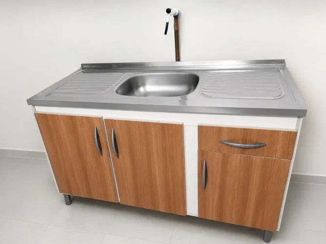 Balcão de pia com inox