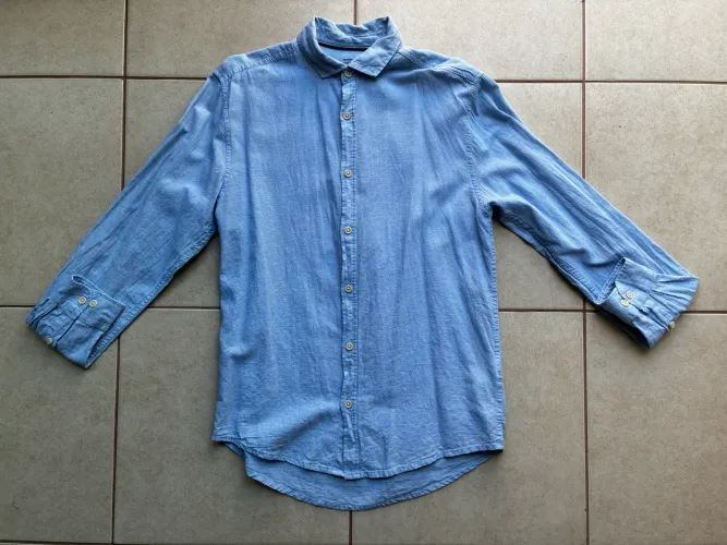 LINHO: camisa social azul P (Marfinno)