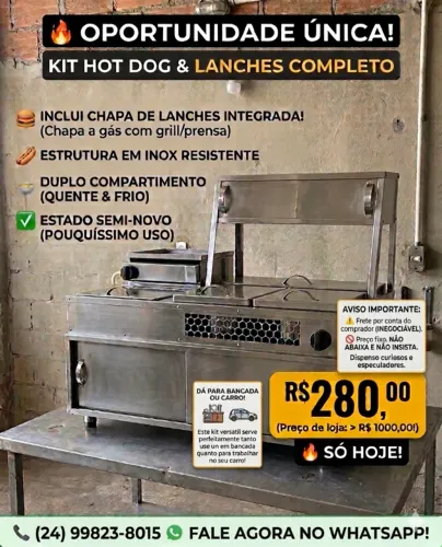 ? OPORTUNIDADE ÚNICA: Kit Hot Dog & Lanches INOX Completo por R$ 280! (Com chapa)