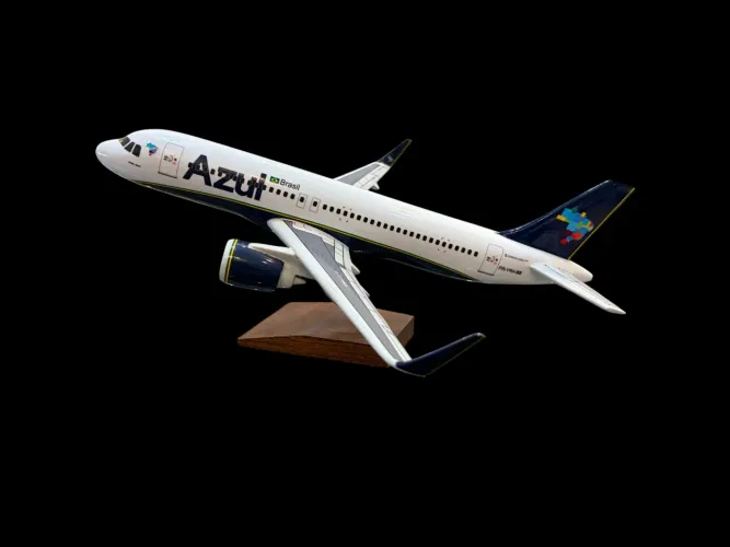 Maquete em resina Airbus A320 Azul Linhas aéreas 34x34cm
