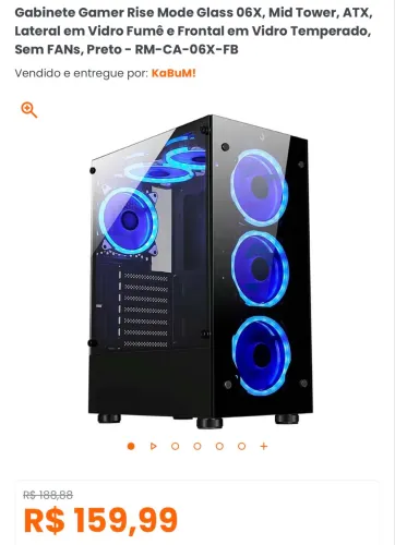 Gabinete Gamer Rise Mode Glass 06X, Mid Tower, ATX, Lateral em Vidro Fumê, Sem FANs