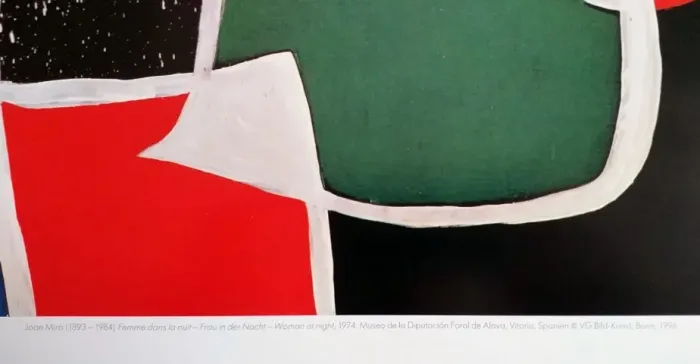 Poster de Arte Vintage Joan Miró - "Woman at Night" (Edição Licenciada Alemanha 1996)