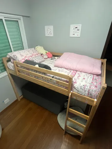 Cama solteiro alta escorregador e escada