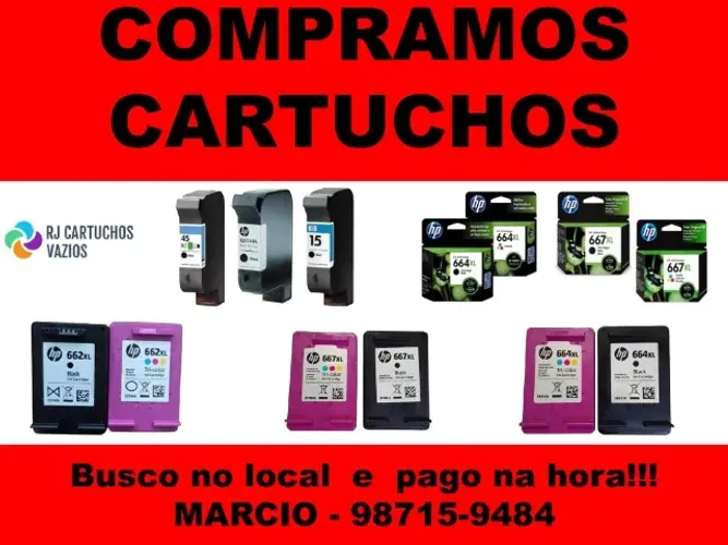Compra de cartuchos de impressoras vazios, cheios e vencidos
