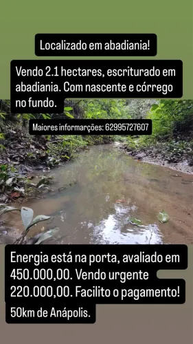 Vendo terra 2.1 hectares avaliada em 450k por 220k