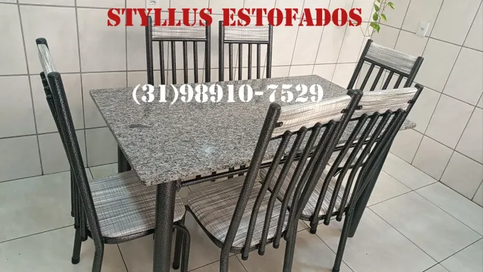 Mesa tubular com 6 cadeiras