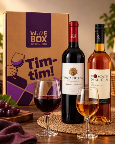 Pack 2 vinhos (Chileno e português) e 2 taças