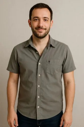 Camisa social, mangua curta masculino 