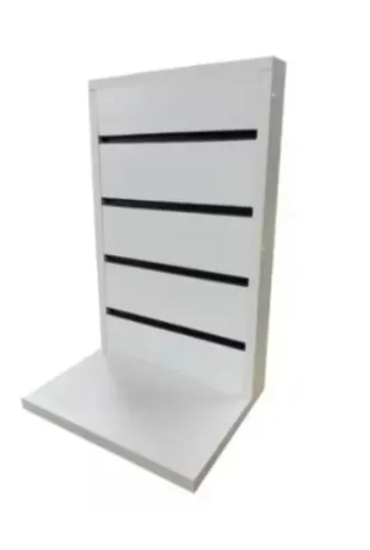 Expositor de balcao em mdf 18mm 35cm x 50cm branco com 4 canaletas