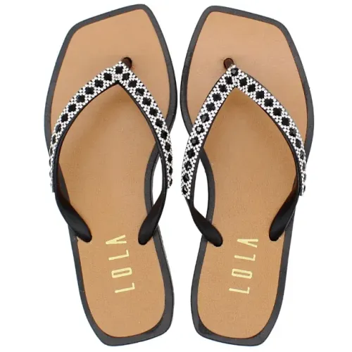 Chinelo Feminino Adulto Lola com brilho e Strass Preto 79PRETO