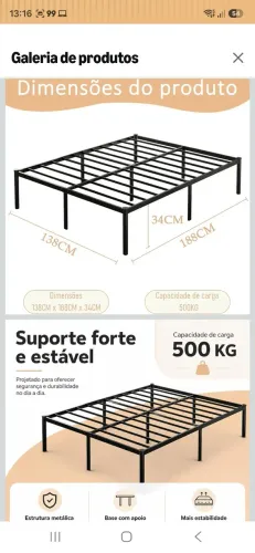 Cama.Estrutura de metal para cama de casal