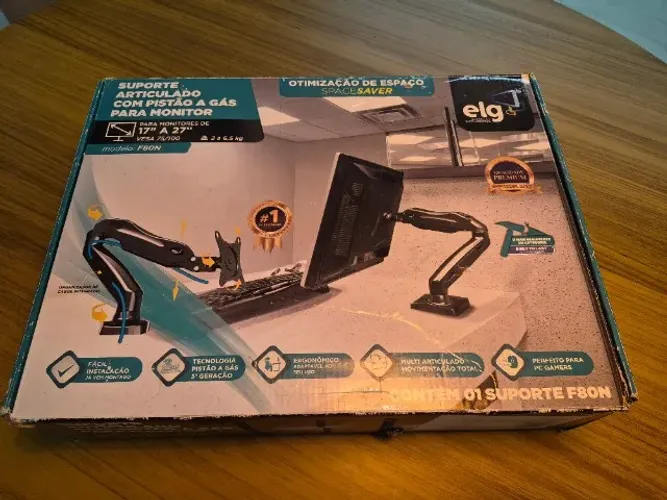 Suporte de monitor de mesa ELG 17" a 27" (2 Kg a 6,5 Kg) F80N Pistão a gás