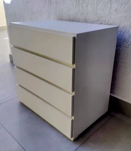 Gaveteiro MDF Branco Novinho 4Gavetas/Corrediças Telescópicas 