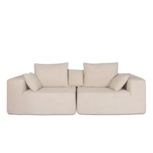 Sofá Modular 3 Lugares Tecido Bouclé Rute Bege