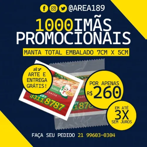 1000 Ímãs Promocionais 7x5cm