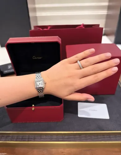 Relógio Feminino Panthere Prata 22mm Quadrado Elegante