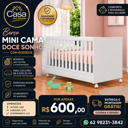 Berço Doce Sonho 70x130 - Branco