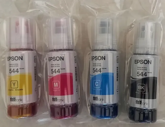 kit Refil de Tinta P/ Impressora epson 4 cores 544 preto amarelo ciano magenta