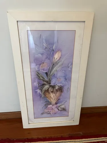 QUADRO LILÁS FLORES 48X89CM
