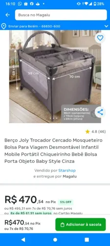 Berço portátil chiqueirinho