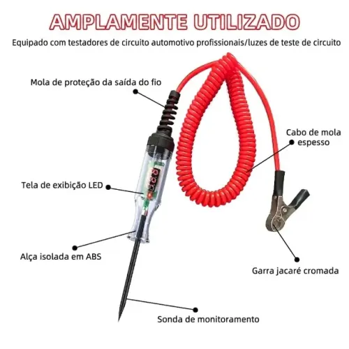 Caneta Automotiva Testadora de Circuito de Voltagem para Carros e Caminhões 6V 12V 24V