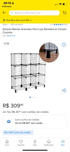 Estante aramada loja/comercio com 9 nichos preta