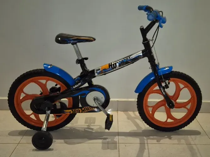 Bicicleta Infantil Caloi Hotwheels aro 16 com rodinhas 