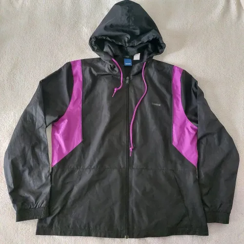 jaqueta corta-vento reebok preta roxa g