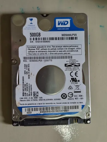HD Interno Notebook Western Digital 500GB Slim