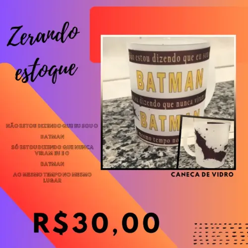 Caneca de vidro fosco 325ml - Tema Batman