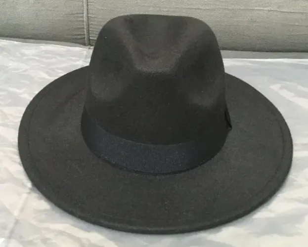 Chapéu Fedora de Feltro Clássico Aba Dura 7cm Unissex - Número 57 - QM33226 - preto