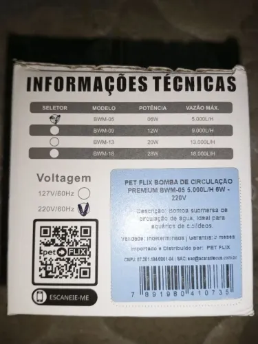 Bomba de Circulação de água pra aquário da marca Pet flix, 5.000 L