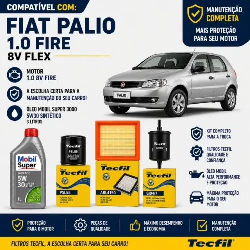 KIT TROCA DE ÓLEO COMPLETO  FIAT PALIO 1.0
