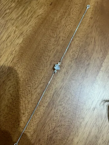 Pulseira de Prata com pingente de coração zircônia