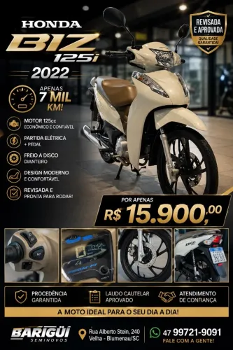 Honda Biz 125i com apenas 7 mil km