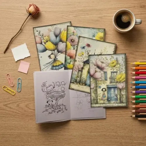 Revistinha Para Colorir + Mini Lápis De Cor - Arte E Encanto