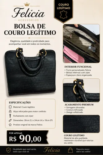 Bolsa couro legítimo usada.