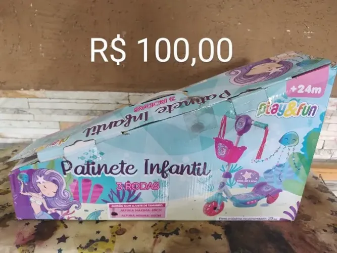 Patinete infantil sereia 3 rodas