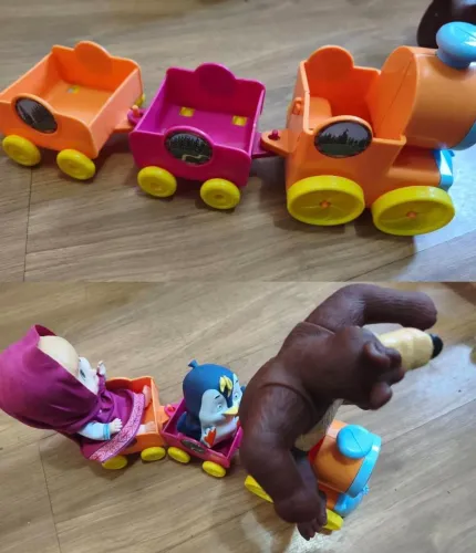 trem masha e o urso com bonecos cotiplás