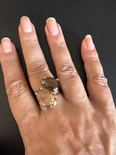 Anel prata com cristal fumé