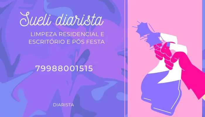 Precisando de uma diarista profissionalmente é só contatar