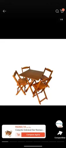 Conjunto de mesa com 4 cadeiras madeira