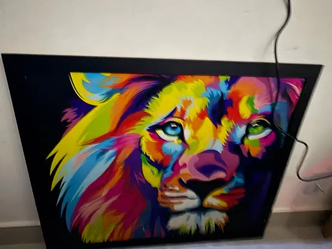 Quadro Decorativo Leão Pop Art - 85 x 80 cm