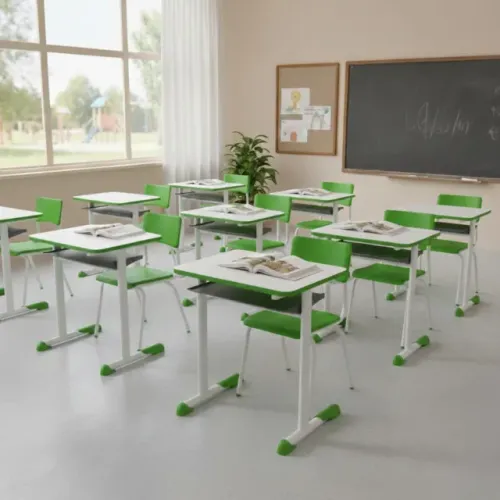 Kit Escolar Infantil Verde Mesa e Cadeira 3 a 6 Anos Conforto Durável Modelo 41088