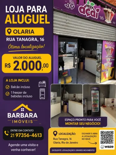 Aluga-se Loja de frente em Olaria