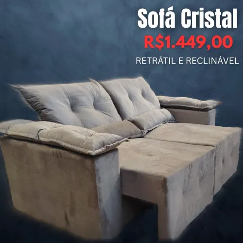 PROMOÇÃO URGENTE - Sofá Cristal RETRÁTIL RECLINÁVEL Direto da Fábrica Cinza