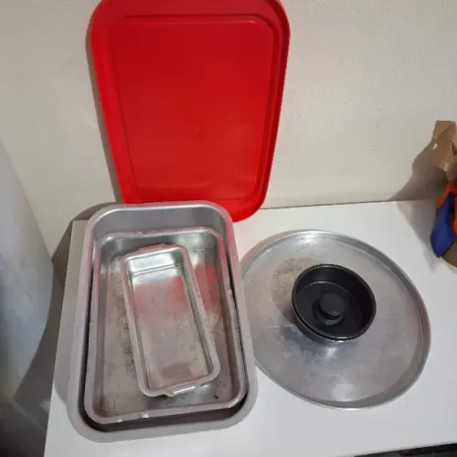 Kit Formas Assadeira em alumínio 24cm 26cm e Alta Eirilar 37cm Tabuleiro Pizza
