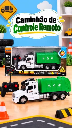 Caminhão de Lixo R/C Controle Remoto - Máquina Pesada