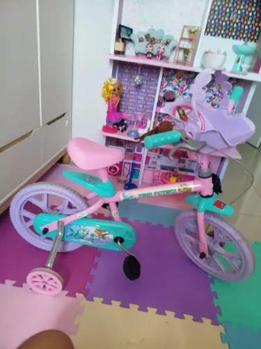 Bicicleta infantil patrulha canina, menina, aro 12, bandeirante 