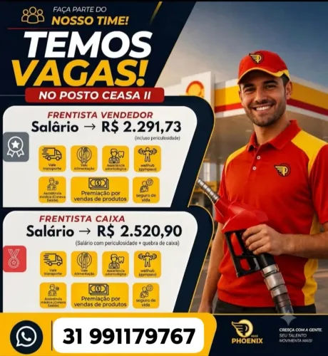 Vaga para Frentista - Posto Shell - Bairro Santa Terezinha- BH 
